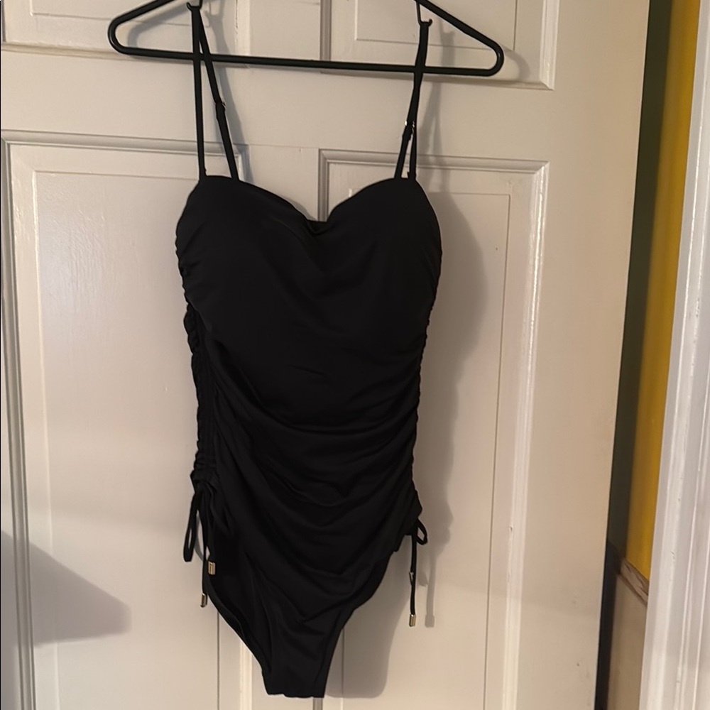 La Blanca Black One Piece Swimsuit with Adjustable Ruching